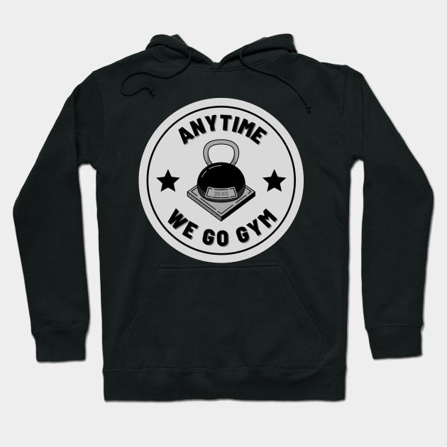 Anytime Fitness | Anytime We Go Gym Kettlebell Logo Hoodie by MrDoze